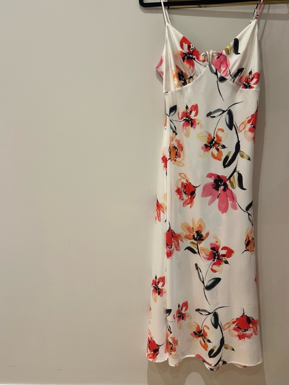 Dynamite White Midi Dress with Pink, Red & Orange Floral Print